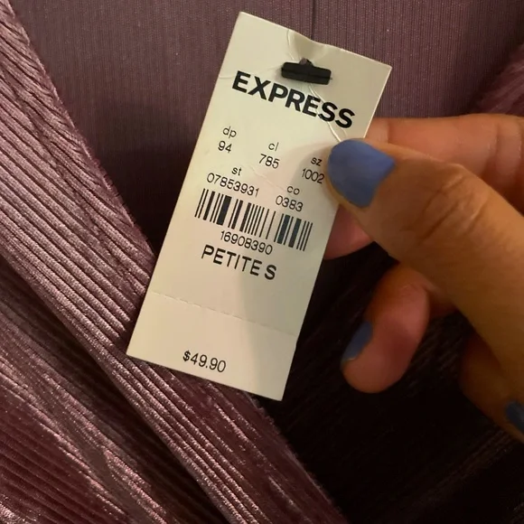 NWT Express Pink Long Sleeve Soft Corduroy Wrap Dress size Small Petite! - Picture 4 of 8